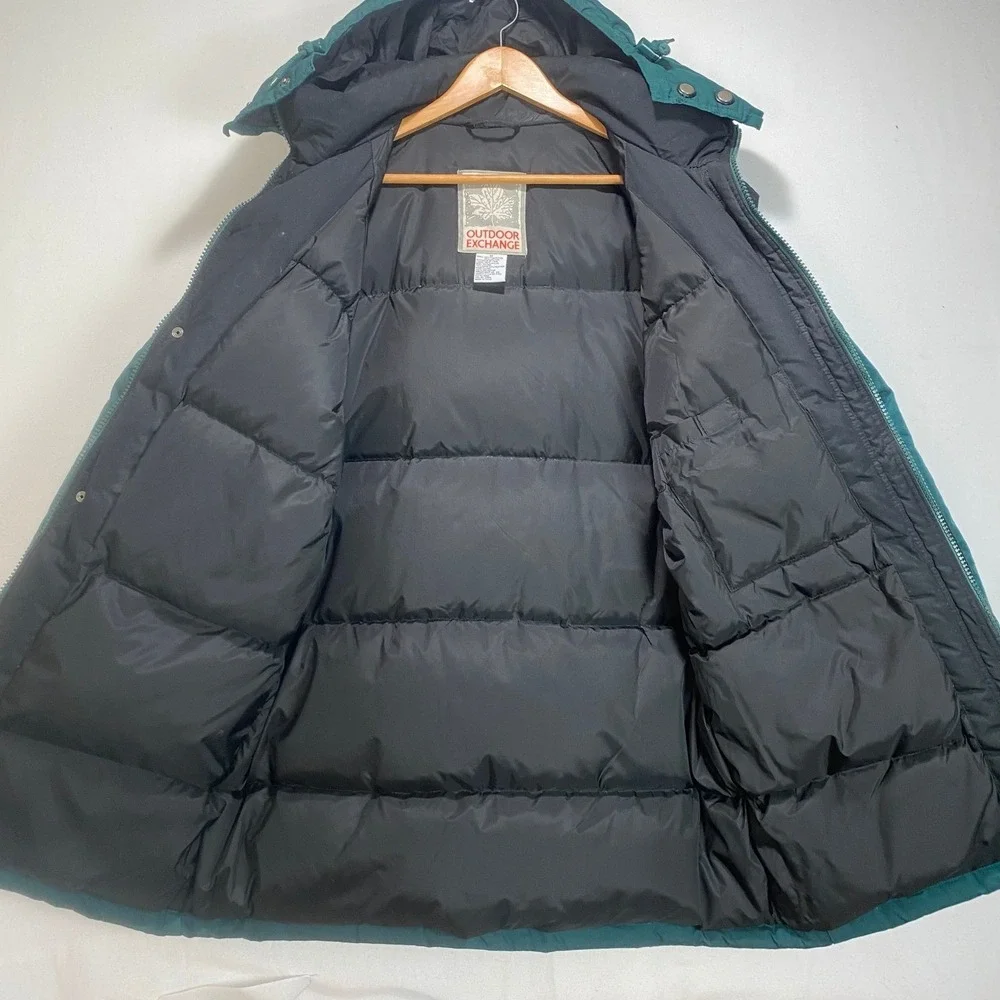 VTG Outdoor‎ Exchange Down Feather Parka Jacket Mens Medium Teal Green Hooded